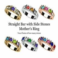 Възрастен женски ден на майката пръстен 1-камък, 10к Бяло Злато размер 12-Камена5