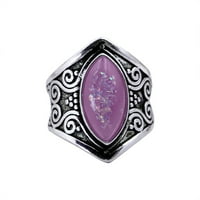 Подаръци за жени реколта Тайландски Сребърен естествен скъпоценен камък пръстен, преувеличени Пънк стил гривна доминиращ пръстен Лилаво