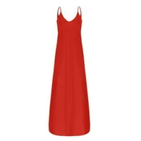 Дамска лятна рокля мода случайни голям плътен кръг врата жартиера жилетка а - линия дълга рокля червен хл