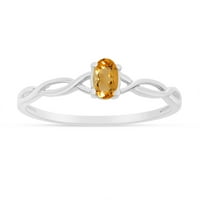 10к Бяло Злато овален Цитрин пръстен