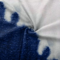 Юбатуо жените контраст отпечатани хлабав качулка Дълъг ръкав шевове пуловер суитчър качулки за жени синьо М