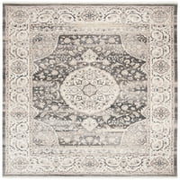 Реколта персийски Медальон Одра ограден Полиестерен килим, тъмно сива слонова кост, 9 'х 11' 7