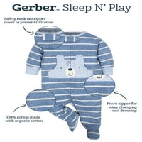 Гербер бебе момче или момиче полово неутрална пижама за сън и игра с крака, 2-пакет