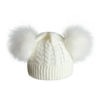 Tejiojio Fall Clearance Детски бебешки плетене вълнена шапка пазят топла зима Hiarball Fur Ball капачка