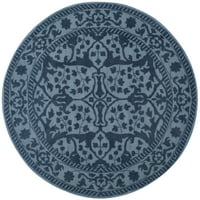 Възстановяване на реколта Wilson Border Wool Area Rug, Blue Dark Blue, 5 '8'