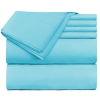 Екстра дълбок джоб за легло комплект-супер дълбоко Монтиран лист пасва матрак от 18-Инс дълбочина - Двойно Матиран микрофибър с калъфки за възглавници, Двоен, плажно синьо