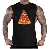 Мъжки пица резен kt t черно дълбоко нарязана тениска резервоар отгоре 3x-голям черно