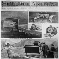 Motion Pictures, 1897. Nfront Page на „Scientific American“, април 1897 г., с гравюри на линия на производството на филми. Печат на плакат от