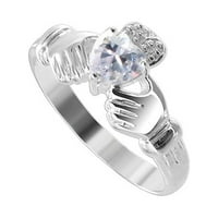 Gem Avenue Sterling Silver Claddagh стил лилав кубичен циркония с размер 7