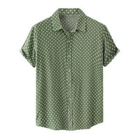 Ernkv Men's Loose Comfy Rishes Clearance Fashion Summer Summer Short Leste Rish Holiday Lapover Button Leisure Polka Dot Print Tees Clothing Green M