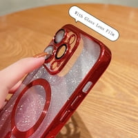 MANTTO за iPhone pro ma магнитен градиентен блясък калъф, вграден протектор на обектива на камерата [съвместим с magsafe] мек TPU покритие луксозно шоково-тънък калъф за телефон за жени момичета, lightpurple