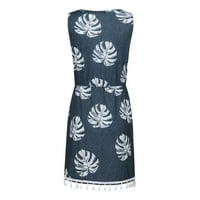 Strungten Women's Fashion Tassel Stitching Printed Lee Lee Lee Lee Lee Lee Lee Leesure Ress Maxi рокля за жени
