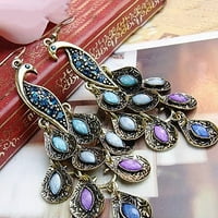 Обеци Jiaroswwei Bohemian Style Vintage Jewelry Peacock Dangle Hook обеци за парти