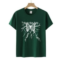 Женски върхове Светлина и дъждовна азбука пеперуда печат свободен пуловер с къс ръкав тениски върхове