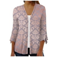 Mlqidk Kimono Cardigans for Women Sleeve Open Front Cardigan for Women Button Down Rhiss Retro Floral Kimono Cardigan Pink L