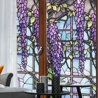 Kainuan цветен прозорец стъклен филм цветно винтидж стъклен прозорец стикер стикер кухня спалня стъкло врата домашна украса