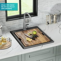 Bellucci Granite Composite Workstation Drop-In Mount Mount Single Bowl Kitchen Bar мивка в метално черно с аксесоари