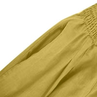 Puntoco плюс размер женски панталони, женски тънък еластичен талия с твърд цвят спортен памук и спално бельо жълт 6