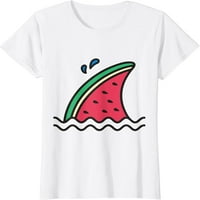 Тениска на kawaii диня акула перка забавна семейна ваканционна тениска