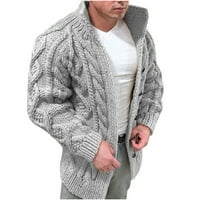 Дрехи Външни дрехи Зимно топло палто плюс размер отворен предно ревело есенно моден плътно цветен кабел плетен пуловер Лапин жилетка за човек бял xxxxl