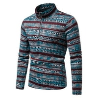 Мъжка есен зима Случайни Модерен Дълъг ръкав печат етнически стил половин цип Стойка яка Пуловер пуловер