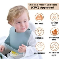 Силиконови бебешки лигавници комплект от 2, Бра безплатно меко регулируемо удобно водоустойчиво хранене за бебета и малки деца