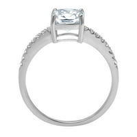 2. CT Brilliant Cushion Cut Clear Simulated Diamond 18K White Gold Politaire с акценти пръстен SZ 10