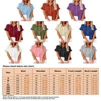 Glonme жени блуза с къси ръкави ризи ревера върхове за работа Елегантна туника риза свободен бутон надолу лилаво 5xl