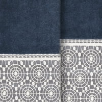 Linum Home Textiles Традиционен съвременен комплект за кърпи за памучна баня, синьо