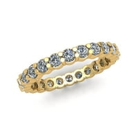 Естествен 1.75ct кръгла изрязана диамант класически споделен женски юбилеен сватбена лента за вечност пръстен солиден 10k жълто злато h si2
