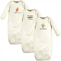 Докоснати от природата бебешки органични памучни рокли с дълъг ръкав 3pk, царевица, 0- месеца