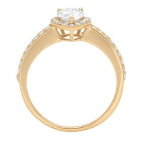 0. CT круша отрязана истински култивиран диамант VS1-VS I-J 18K Жълто злато хало обещание за сватба Декларация Дизайнер Дизайнер Размер на пръстена 10