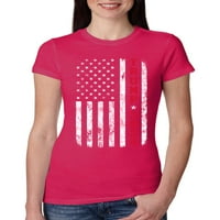 Wild Bobby, САЩ флаг Тръмп за избори за президент Политически жени Slim Fit Junior Tee, Raspberry, Medium