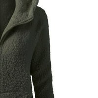 Дамски палта плюс разстояние разстояние домашен празничен пуловер пуловер Зимна топла вълна с цип с дълъг ръкав Армия Армия Зелен размер XL