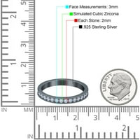 Черен тон, симулиран кубичен циркония размер- пълна вечност подреждаща лента сватба сватба булчински пръстен Стерлинг сребро