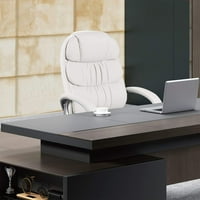 Lacoo Fau Leather High-Back Изпълнителен офис бюро за подлакътници, бяло