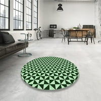 Ahgly Company Machine Pashable Indoor Round Transitional Light Green Area Rugs, 7 'Round