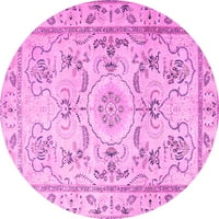 Ahgly Company Indoor Round Medallion Pink Traditional Area Rugs, 3 'Round