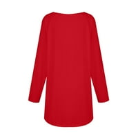 Дамски Пуловер Пуловери Ххеи_к дамски модни ежедневни тениска Плътен цвят Дълъг ръкав кръг врата средно дълго отгоре