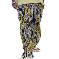 Calzi Men Wide крака с теглене на панталони твърди цветни панталони монтирани ежедневни дъна вратовръзки панталони с джобове синьо xl