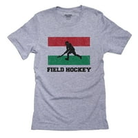 Унгария Олимпийски-Хокей на трева-флаг-силуетна Мъжка сива тениска