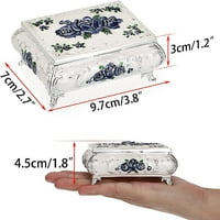 Винтидж метални бижута Bo Small Treasure Case Case Trinket Organizer обеци колиета гривна съхранение Bo Ring Bo Holder Keepsake Bo for Women Girls