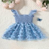 Малко дете рокля рокля без ръкави отпред 3d пеперуда солиден цвят a-line деца от еднократно рокля 1-6t