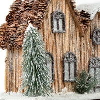 Празнично време Коледа многоцветна естествена къща със снежна украса