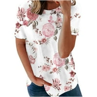 Дамски блузи модни дамски летни хлабав печат Около врата тениска с къс ръкав ежедневни блузи сладък и нежен персонален печат за запознанства ваканционни върхове с