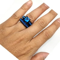 Съвпадащи пръстени двойка пръстен черно злато, покрита принцеса, 1ct сини cz жени сватбени пръстени комплекти