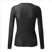 Есенни пуловери за жени модерен графичен кух плетет пуловер тънък вълнен кръгла шия с дълъг ръкав тънък плетен пуловер черен