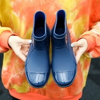 Cuoff работни ботуши за мъже Зимни водни обувки Университет Уо Кратък Антиски абразия устойчиви дъждовни ботуши Сини 40