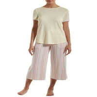 Дамски висок нисък подгъв тениска и широк крак панталон пижама комплект