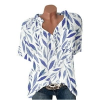 Фуртони за набиране на трапчиви отпечатайте женски ризи с v-образно деколте къси ръкави летни женски върхове